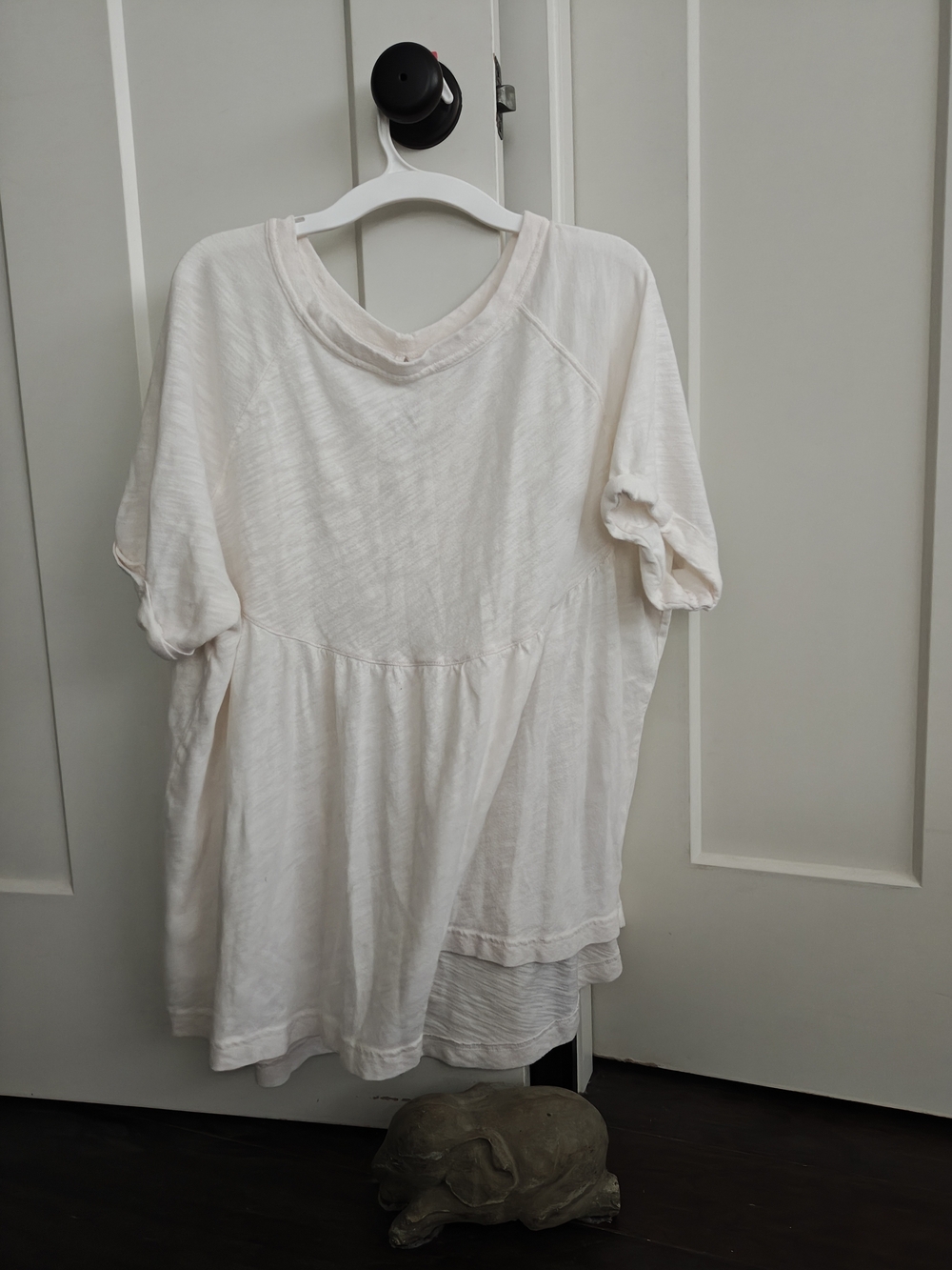 American Eagle Women's Cream Short Sleeve Babydoll Top